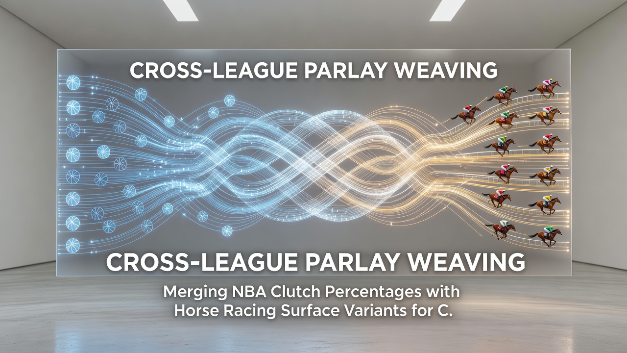Infographic illustrating sample parlay structure combining basketball clutch percentages and horse racing surface conditions