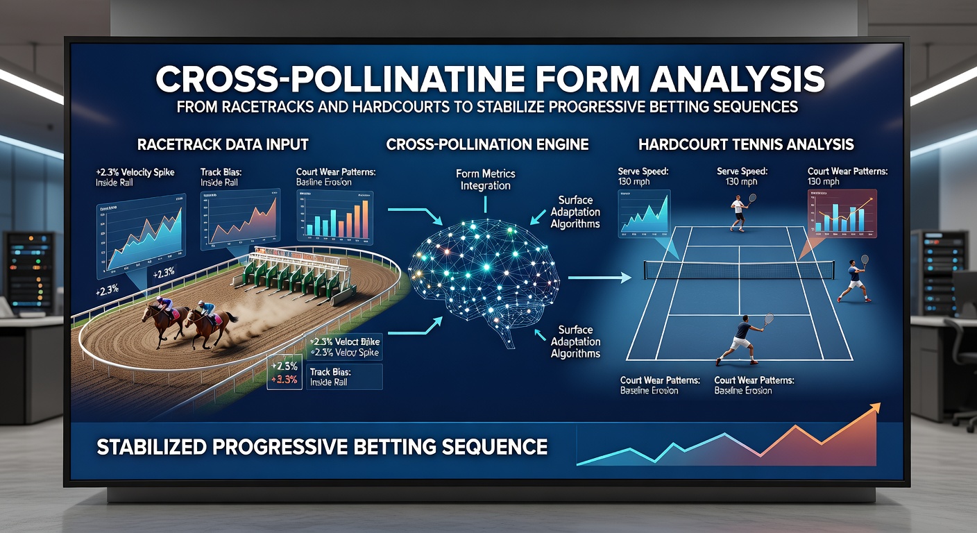 Data overlay chart comparing normalized form metrics from racetracks and tennis hardcourts for betting progression modeling