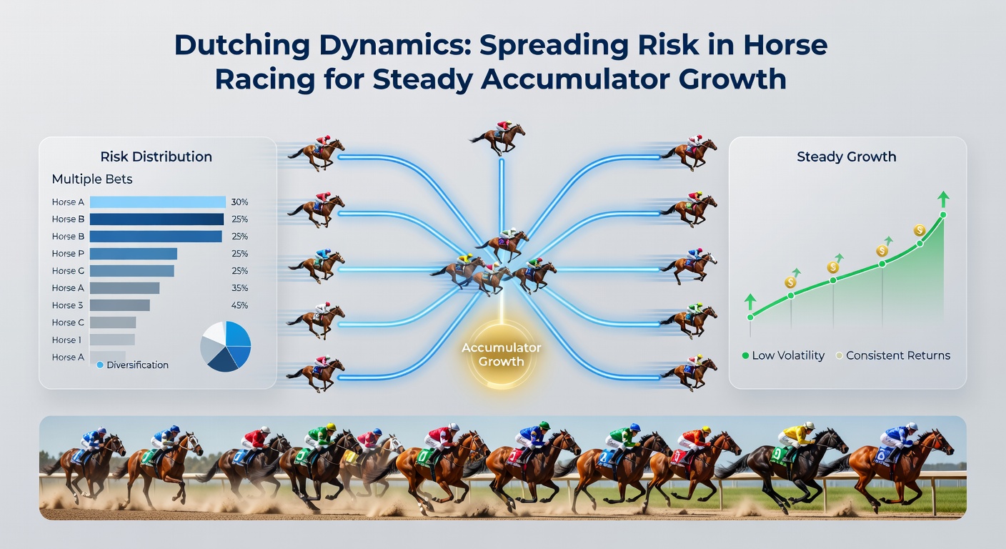 Visual representation of stake distribution across multiple horses in a Dutching strategy, showing proportional betting for equal profit outcomes