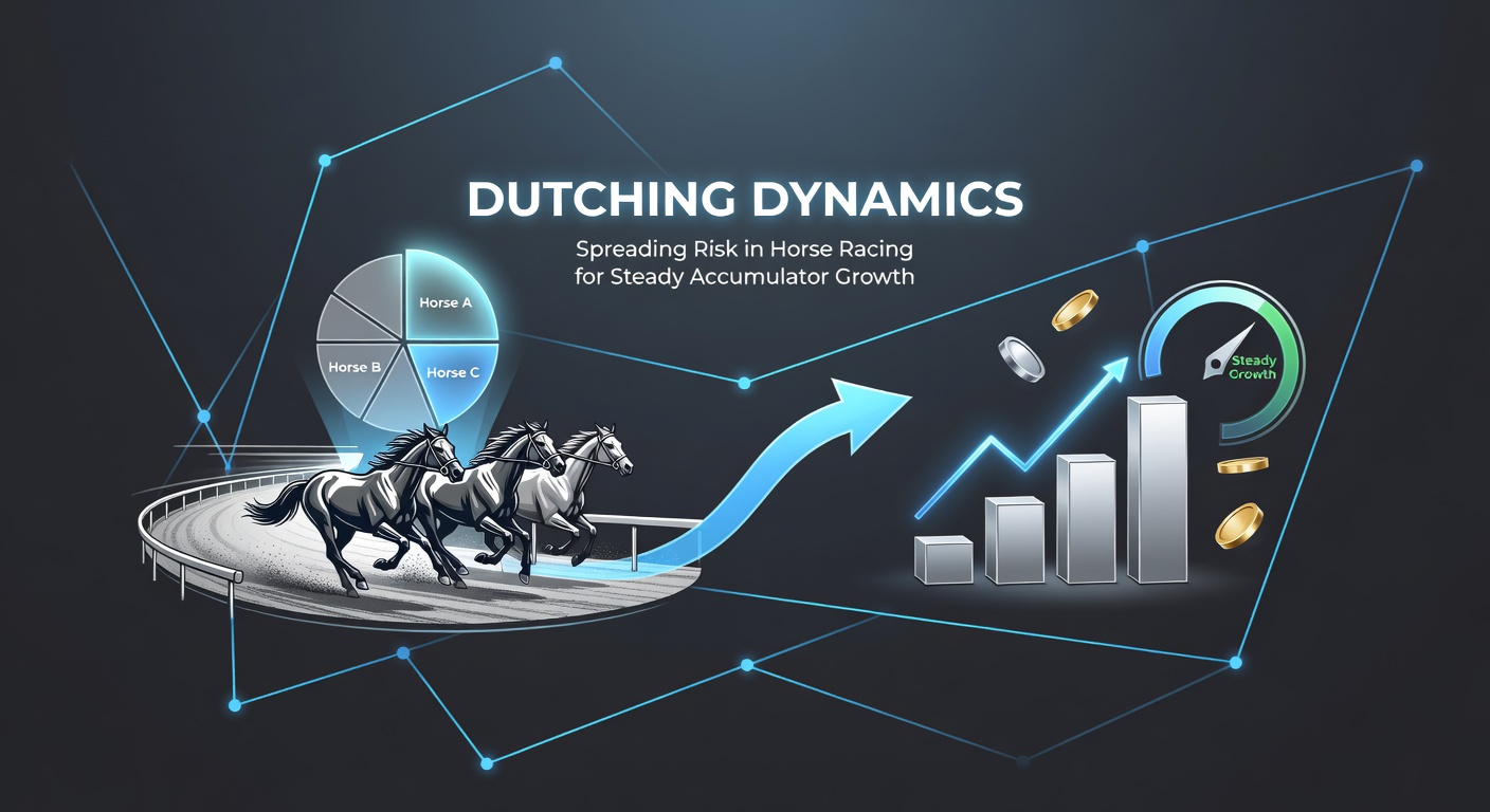 Chart illustrating accumulator growth curves comparing Dutching versus single selections over 20 sequential horse races