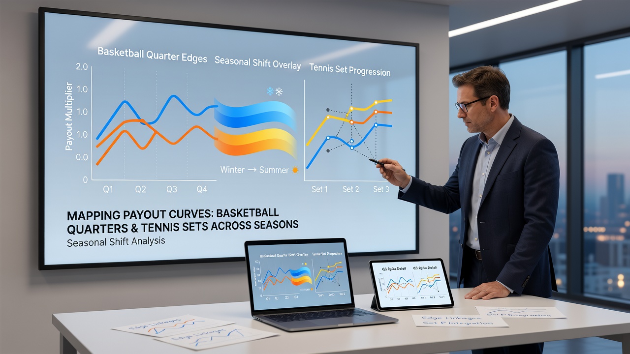 Chart illustrating seasonal payout curve variations in combined basketball and tennis accumulator structures