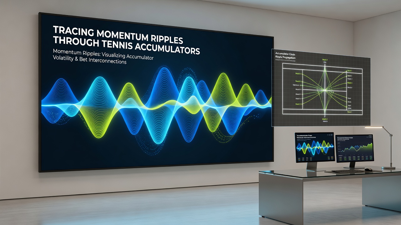 Close-up of tennis court with momentum indicators displayed on a digital overlay