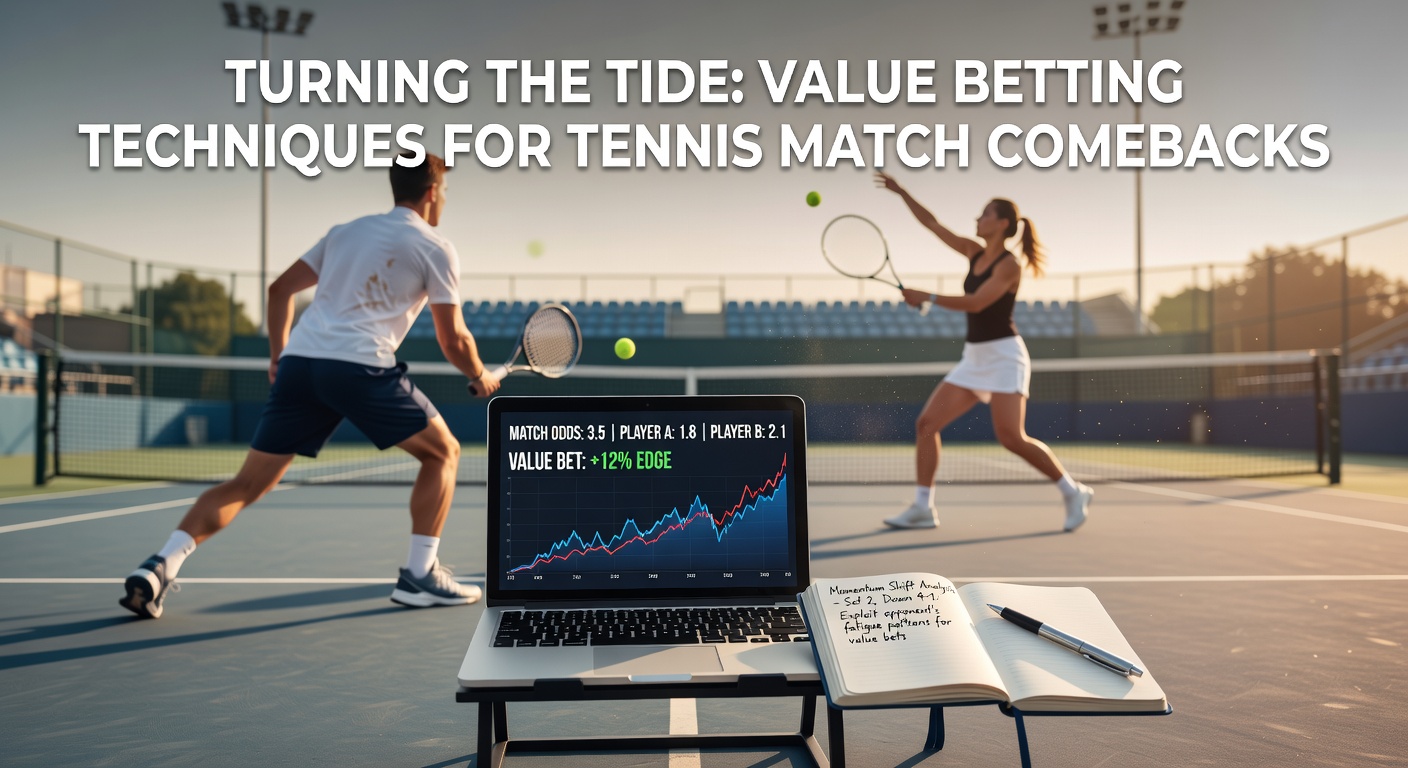 Tennis player mounting a comeback in a high-stakes match, racket raised triumphantly as the crowd cheers